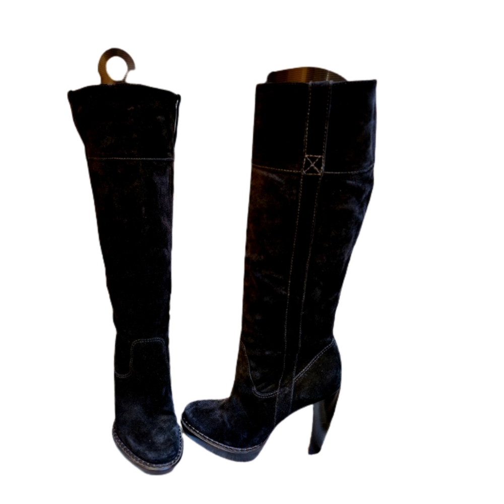 KORS MICHAEL KORS BLACK SUEDE PLATFORM DESIGNER BOOTS SIZE 8.5 - Picture 5 of 10